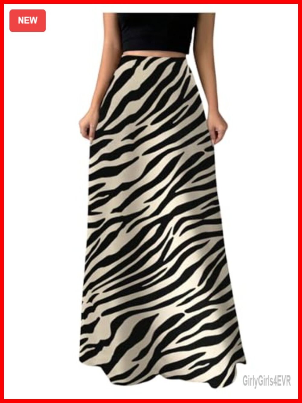Elegant Zebra Print Maxi Skirt Loose Fit Mid Waist